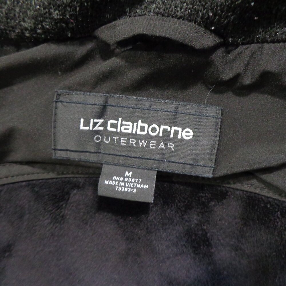 Liz Claiborne Women’s All Weather Coat Black Zip Snaps Hooded Mesh Lining Size M - Picture 4 of 9